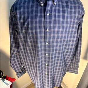 Ralph Lauren BLAKE Large Navy Plaid Button Down Shirt With Embroidered Logo(119)